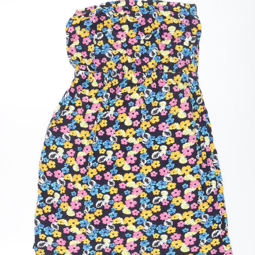 Stuido Womens Multicoloured Floral Viscose Mini Size 12 Off the Shoulder Pullover