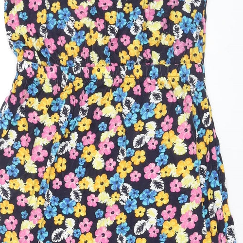 Stuido Womens Multicoloured Floral Viscose Mini Size 12 Off the Shoulder Pullover