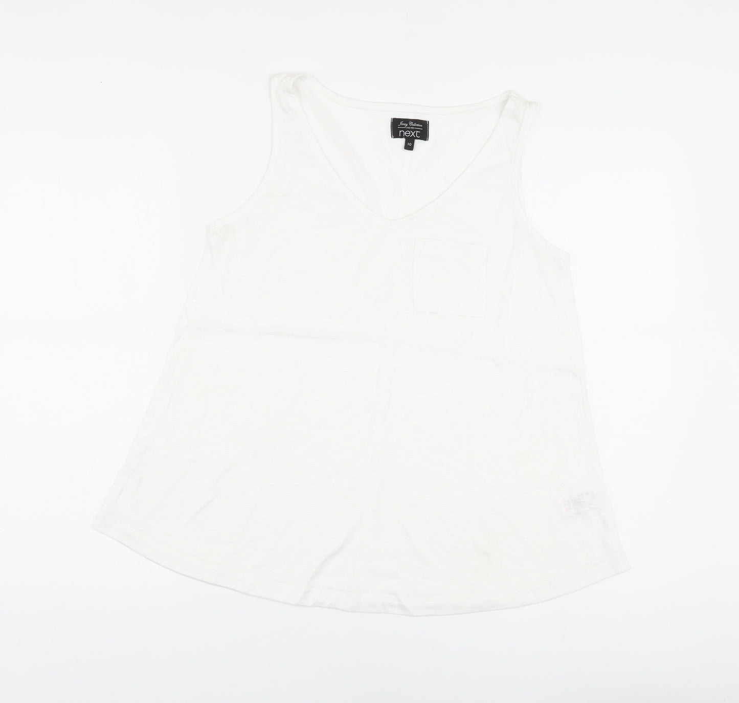 NEXT Womens White Polyester Basic T-Shirt Size 10 V-Neck