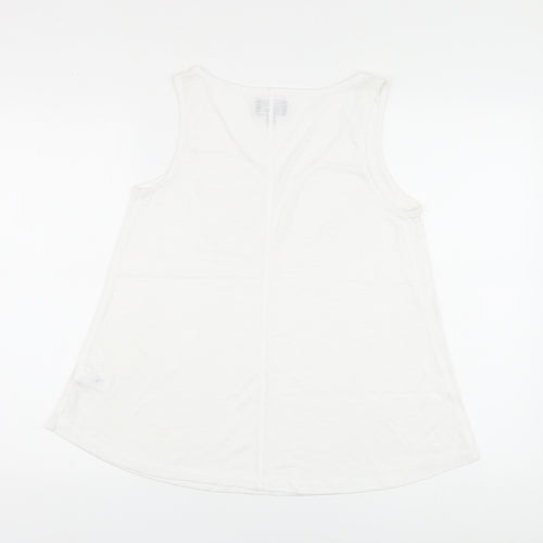 NEXT Womens White Polyester Basic T-Shirt Size 10 V-Neck