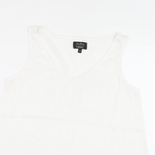 NEXT Womens White Polyester Basic T-Shirt Size 10 V-Neck