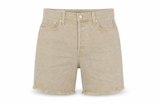 Front view of Gap women’s beige cotton bermuda shorts, size UK 29, in, 8-inch leg regular button