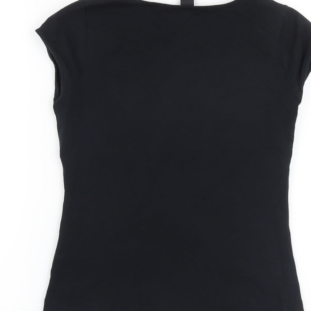 H&M Womens Black Cotton Basic T-Shirt Size S Round Neck