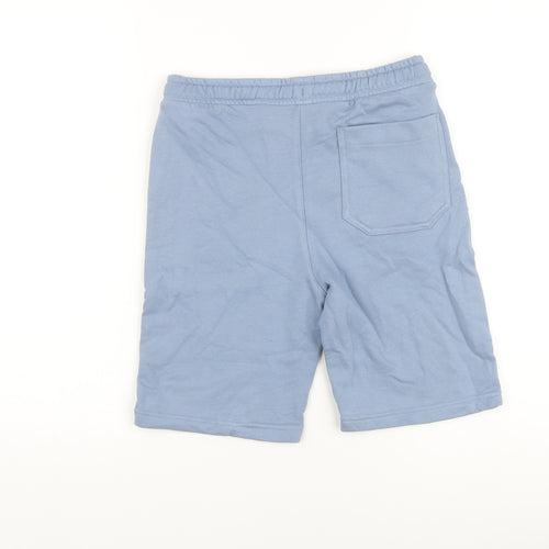 Marks and Spencer Boys Blue Cotton Sweat Shorts Size 10-11 Years Regular Drawstring