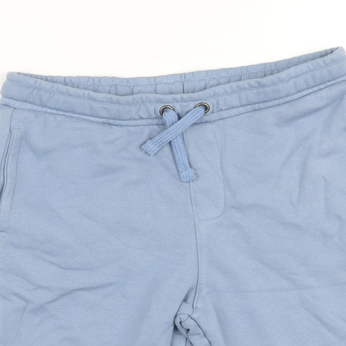 Marks and Spencer Boys Blue Cotton Sweat Shorts Size 10-11 Years Regular Drawstring