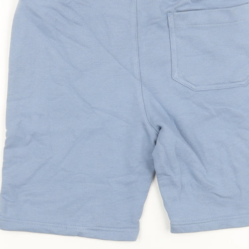 Marks and Spencer Boys Blue Cotton Sweat Shorts Size 10-11 Years Regular Drawstring