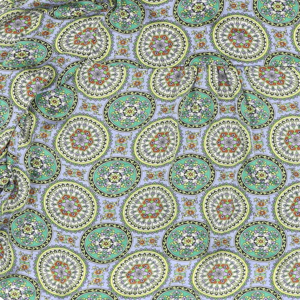 Zara Womens Multicoloured Geometric Polyester Basic Blouse Size M V-Neck