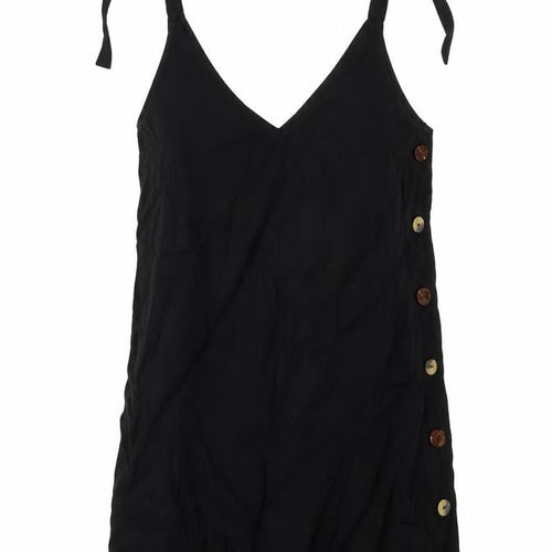 Topshop Womens Black Viscose Tunic Tank Size 6 V-Neck
