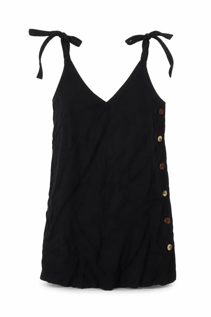 Topshop Womens Black Viscose Tunic Tank Size 6 V-Neck