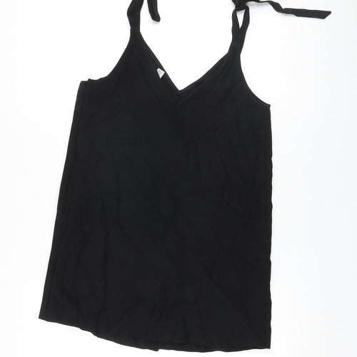 Topshop Womens Black Viscose Tunic Tank Size 6 V-Neck