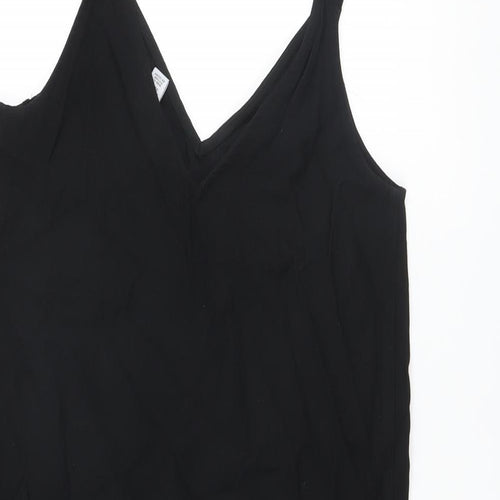 Topshop Womens Black Viscose Tunic Tank Size 6 V-Neck