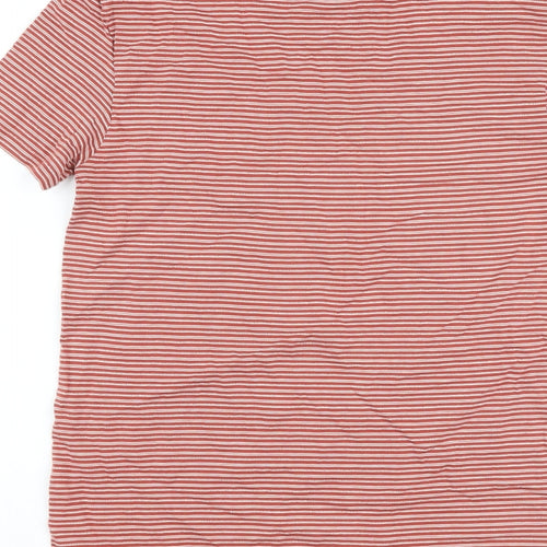 Marks and Spencer Boys Red Striped Cotton Basic T-Shirt Size 12-13 Years Crew Neck Pullover