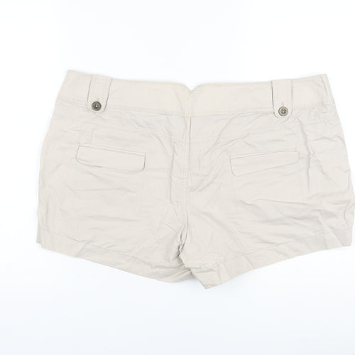 Dorothy Perkins Womens Beige Cotton Hot Pants Shorts Size 18 L4 in Regular Button
