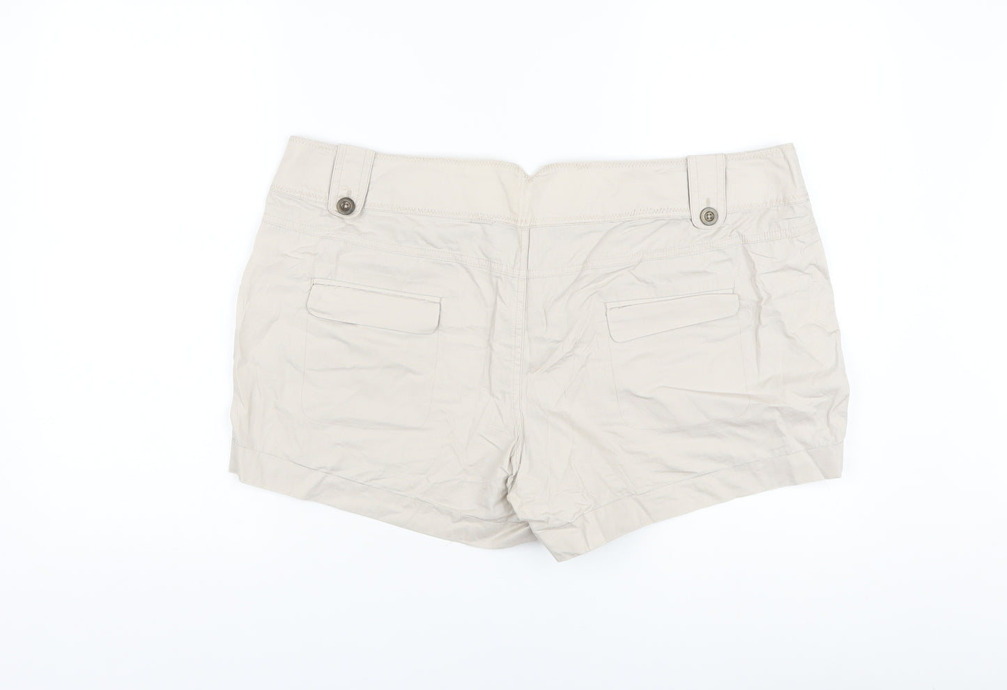 Dorothy Perkins Womens Beige Cotton Hot Pants Shorts Size 18 L4 in Regular Button