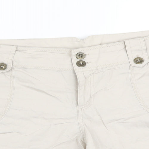 Dorothy Perkins Womens Beige Cotton Hot Pants Shorts Size 18 L4 in Regular Button