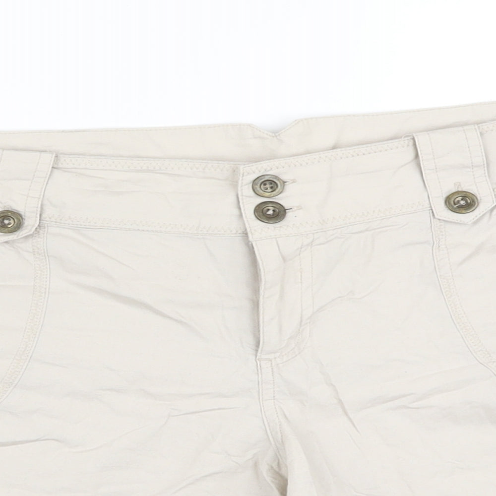 Dorothy Perkins Womens Beige Cotton Hot Pants Shorts Size 18 L4 in Regular Button