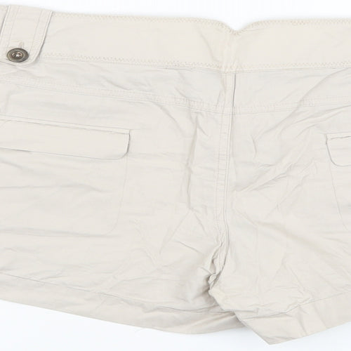 Dorothy Perkins Womens Beige Cotton Hot Pants Shorts Size 18 L4 in Regular Button