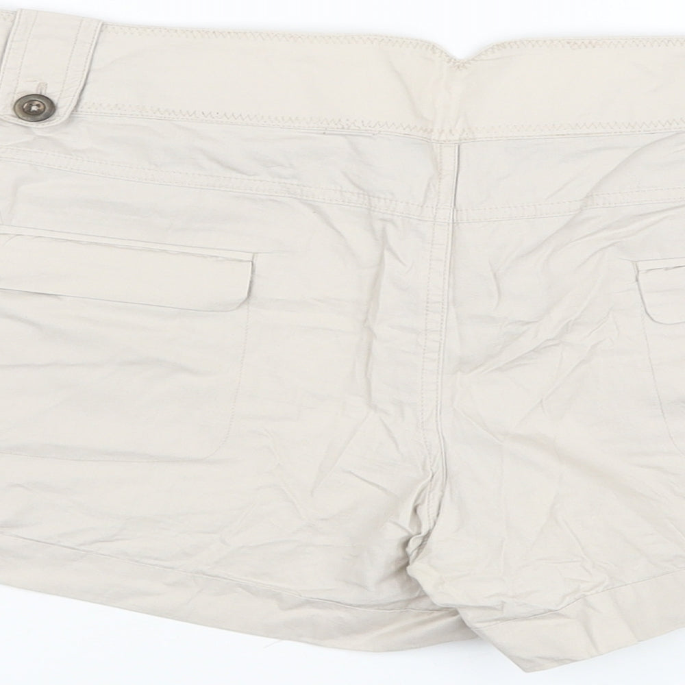 Dorothy Perkins Womens Beige Cotton Hot Pants Shorts Size 18 L4 in Regular Button