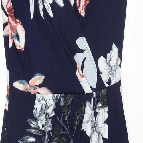 AX Paris Womens Blue Floral Polyester Sheath Size 12 Sweetheart Pullover