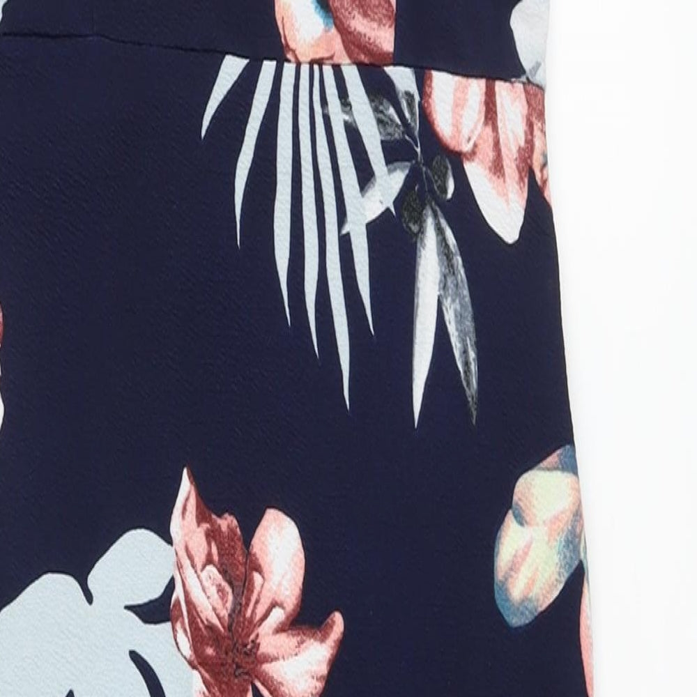 AX Paris Womens Blue Floral Polyester Sheath Size 12 Sweetheart Pullover