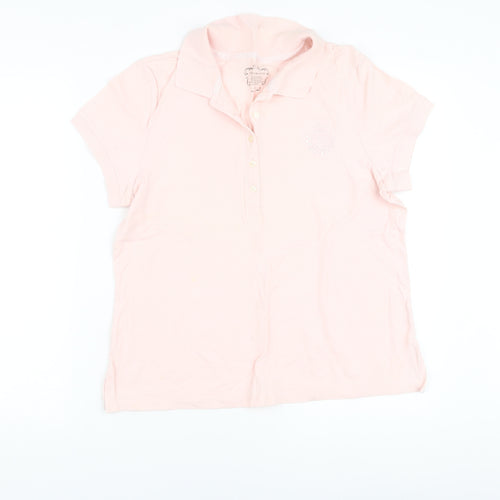 Tommy Hilfiger Womens Pink Cotton Basic Polo Size L Collared