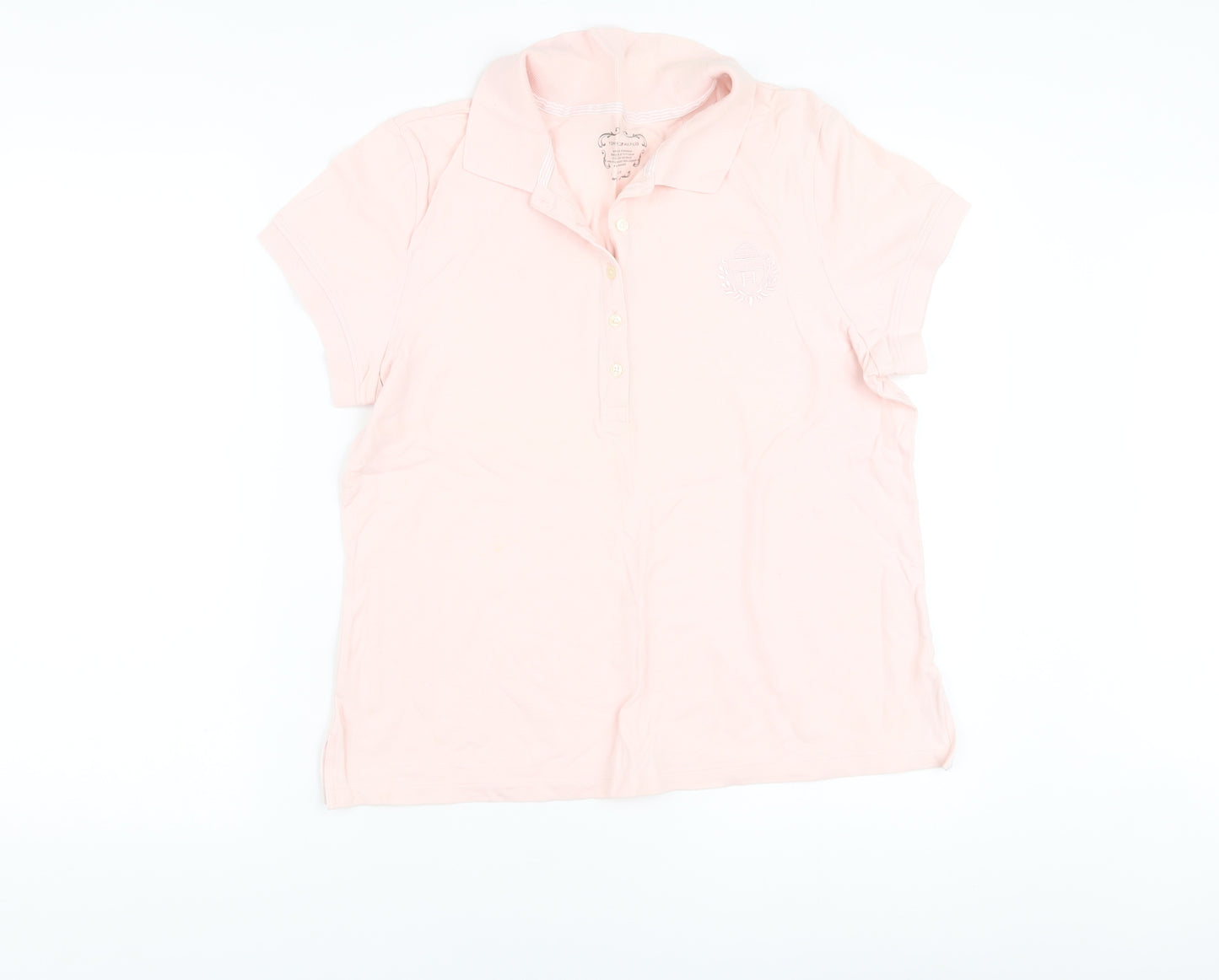 Tommy Hilfiger Womens Pink Cotton Basic Polo Size L Collared