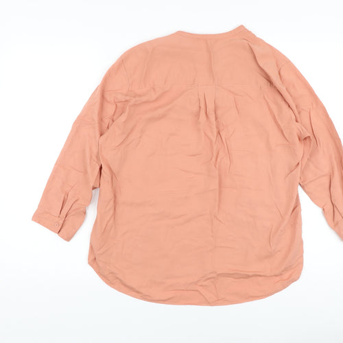 Unqlo Womens Pink Viscose Basic Blouse Size M V-Neck