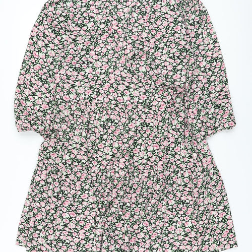 Boohoo Womens Multicoloured Floral Polyester A-Line Size 10 V-Neck Pullover