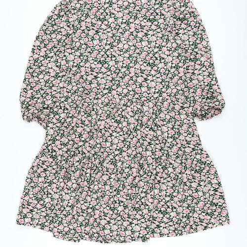 Boohoo Womens Multicoloured Floral Polyester A-Line Size 10 V-Neck Pullover