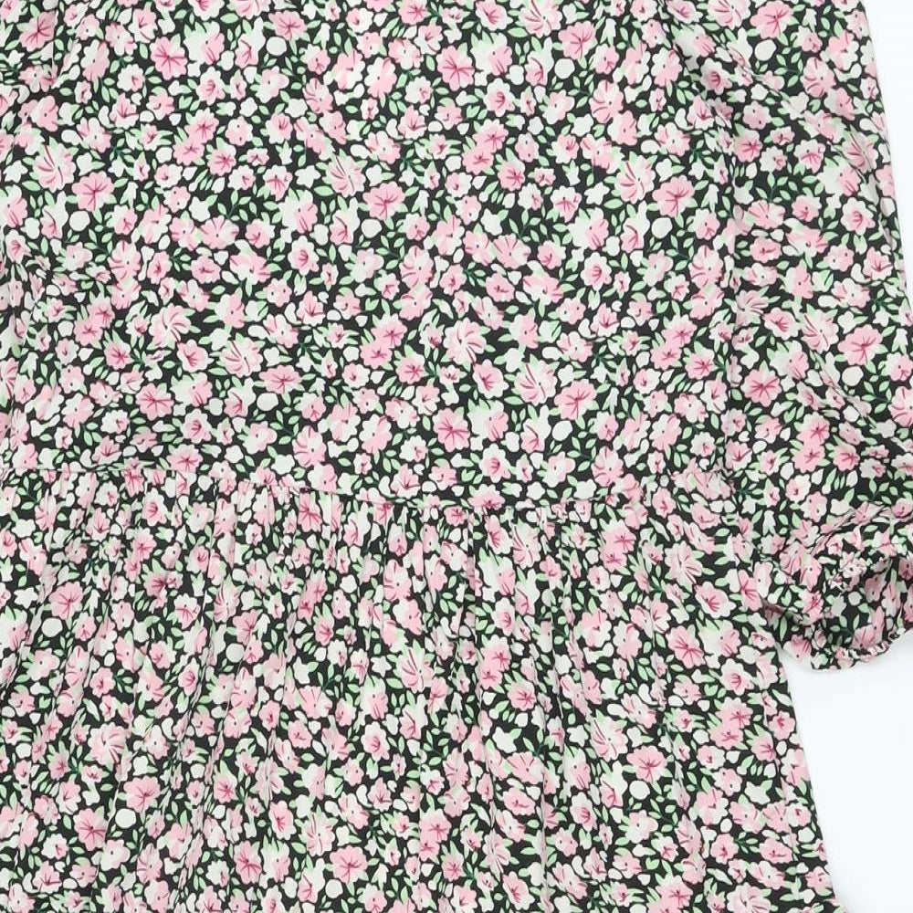 Boohoo Womens Multicoloured Floral Polyester A-Line Size 10 V-Neck Pullover
