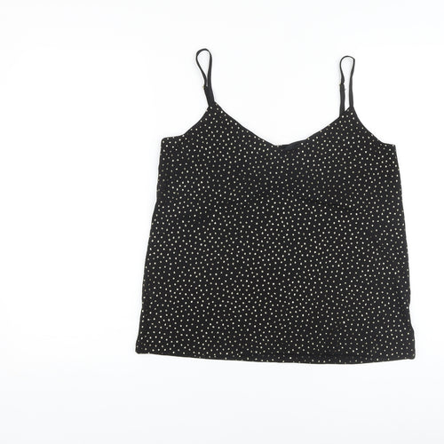 Warehouse Womens Black Polka Dot Polyester Camisole Tank Size 10 V-Neck