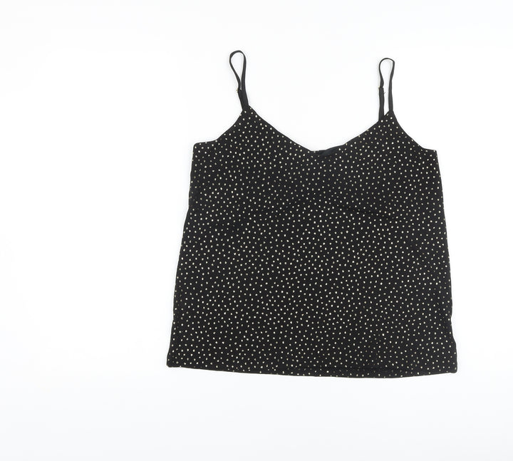 Warehouse Womens Black Polka Dot Polyester Camisole Tank Size 10 V-Neck