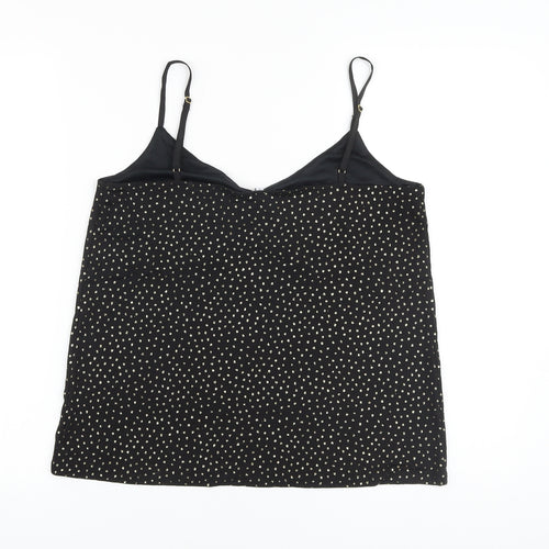 Warehouse Womens Black Polka Dot Polyester Camisole Tank Size 10 V-Neck