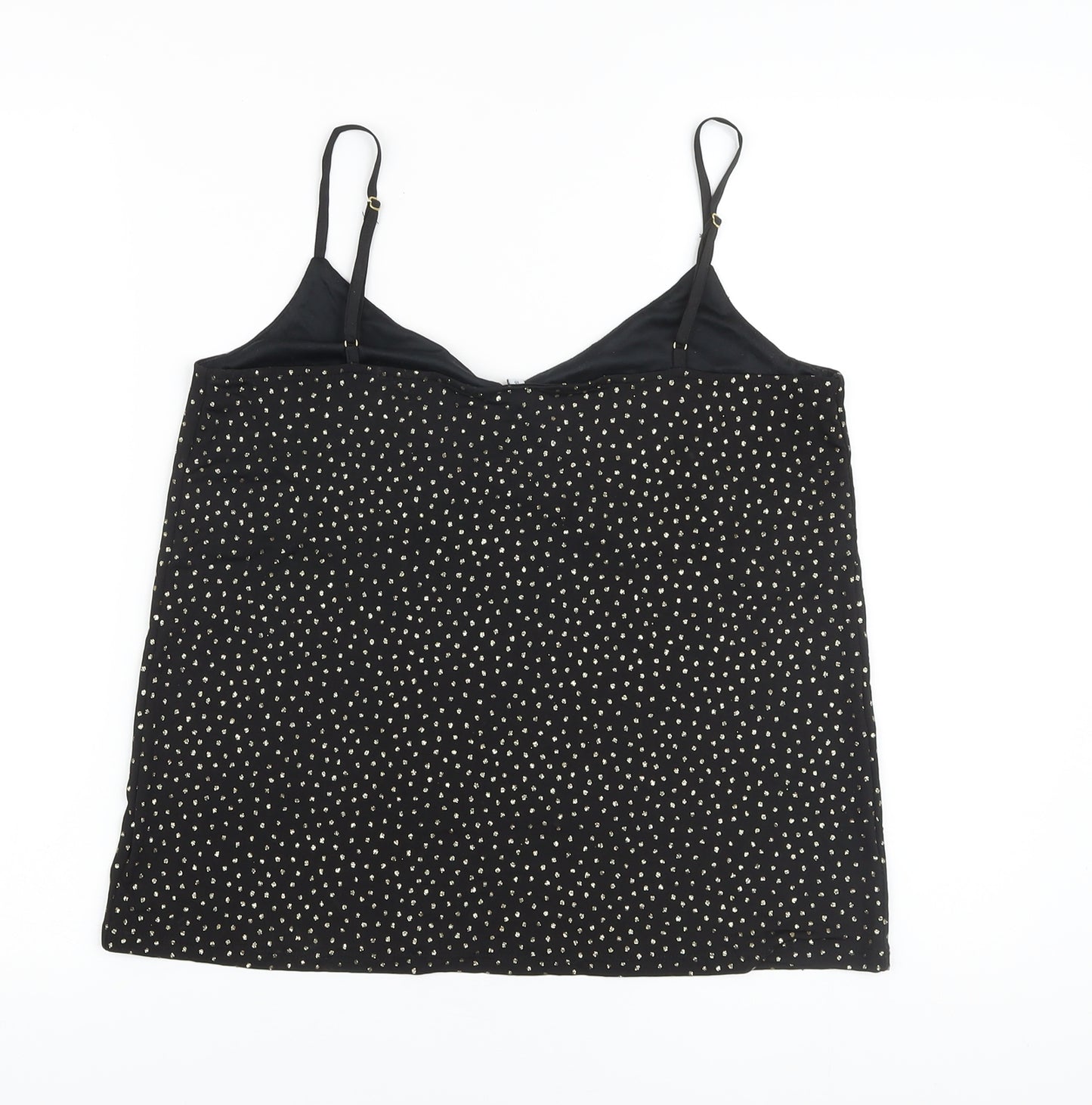 Warehouse Womens Black Polka Dot Polyester Camisole Tank Size 10 V-Neck