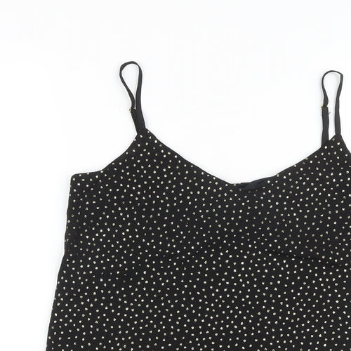 Warehouse Womens Black Polka Dot Polyester Camisole Tank Size 10 V-Neck