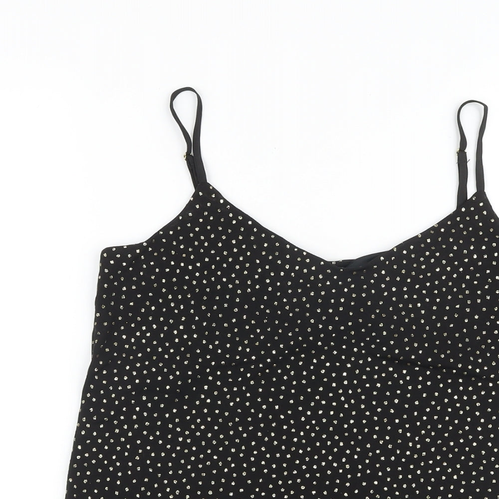 Warehouse Womens Black Polka Dot Polyester Camisole Tank Size 10 V-Neck