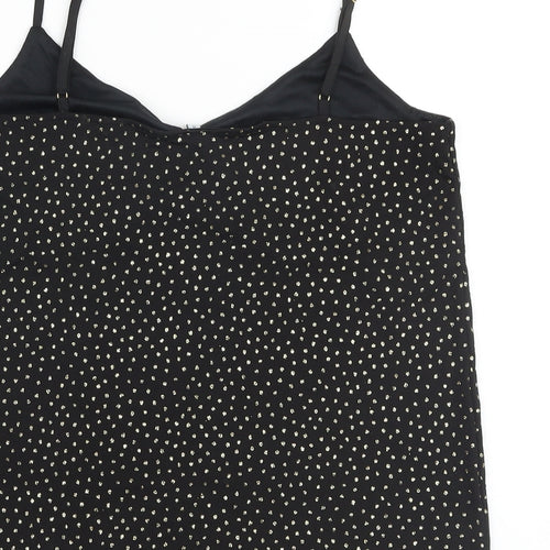Warehouse Womens Black Polka Dot Polyester Camisole Tank Size 10 V-Neck