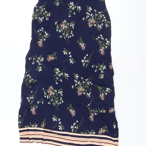 Red Herring Womens Blue Floral Viscose A-Line Size 10 Boat Neck Zip