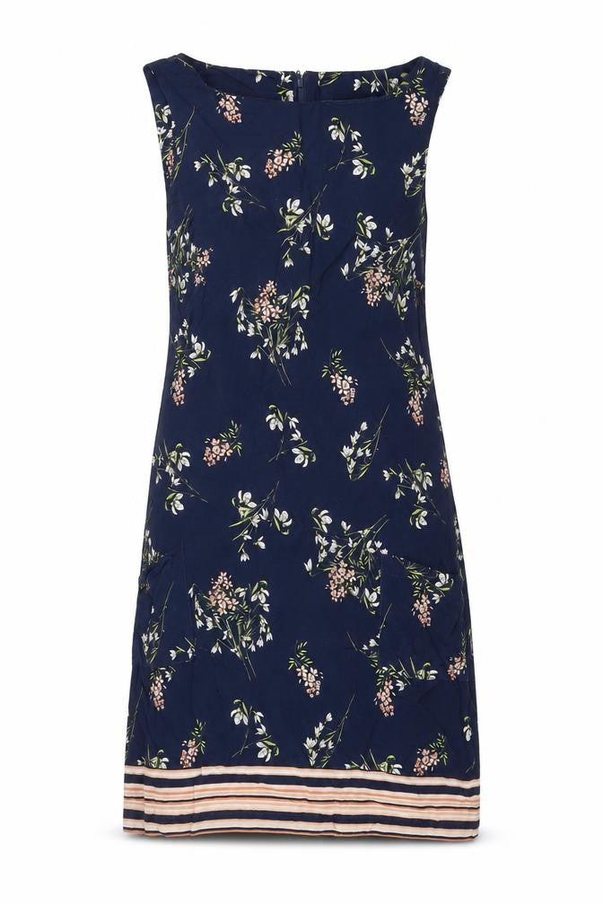 Red Herring Womens Blue Floral Viscose A-Line Size 10 Boat Neck Zip