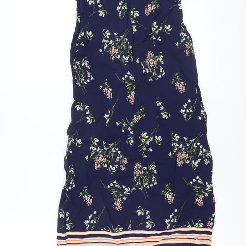 Red Herring Womens Blue Floral Viscose A-Line Size 10 Boat Neck Zip