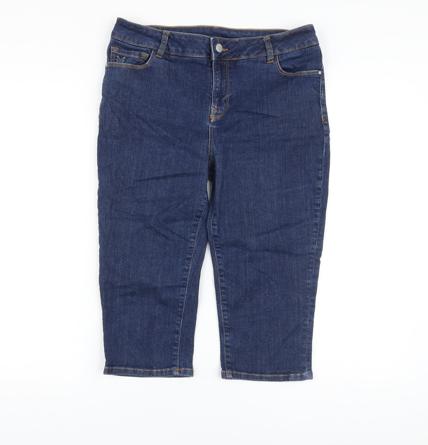 Crew Clothing Womens Blue Cotton Bermuda Shorts Size 14 L16 in Regular Button