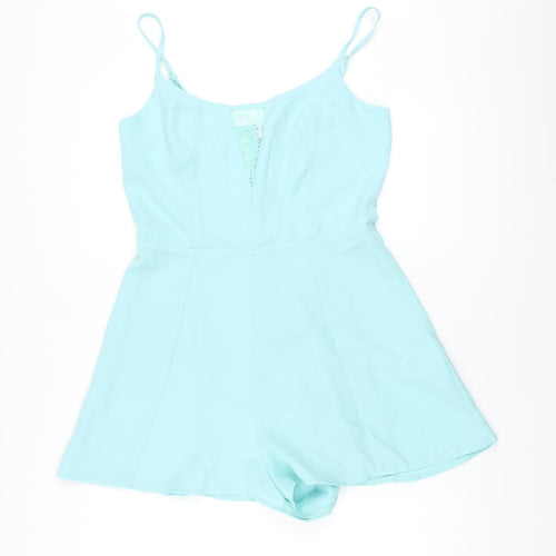 New Look Womens Green Polyester Playsuit One-Piece Size 12 Zip