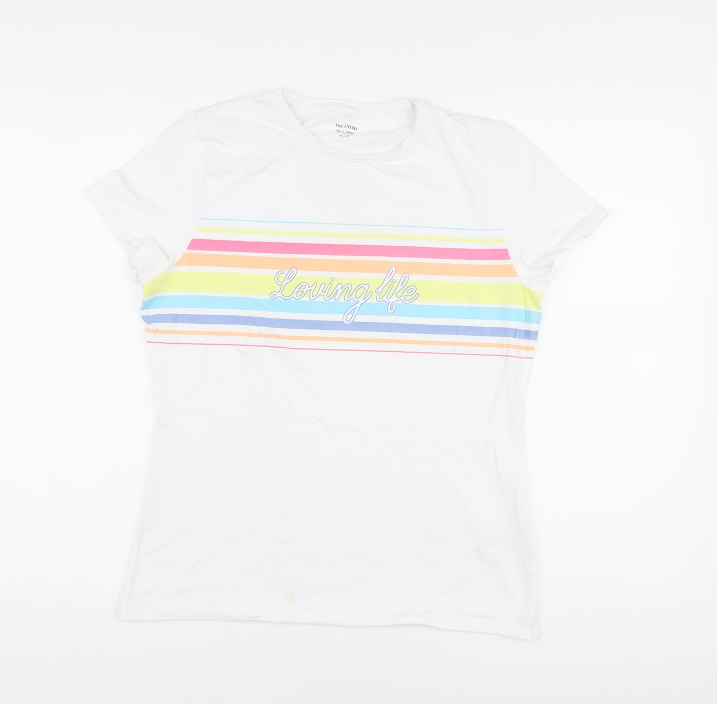 Marks and Spencer Womens White Cotton Basic T-Shirt Size 14 Crew Neck