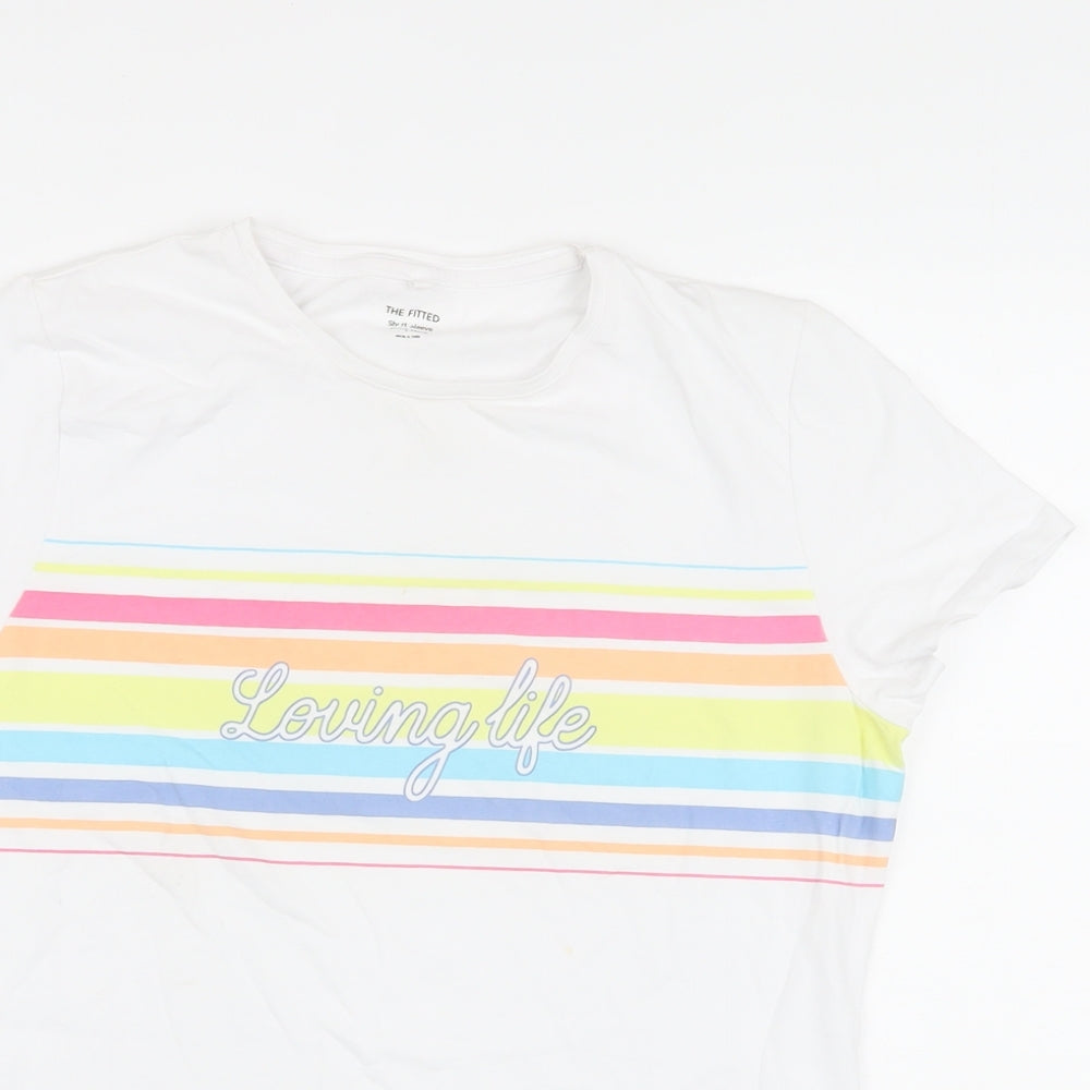 Marks and Spencer Womens White Cotton Basic T-Shirt Size 14 Crew Neck