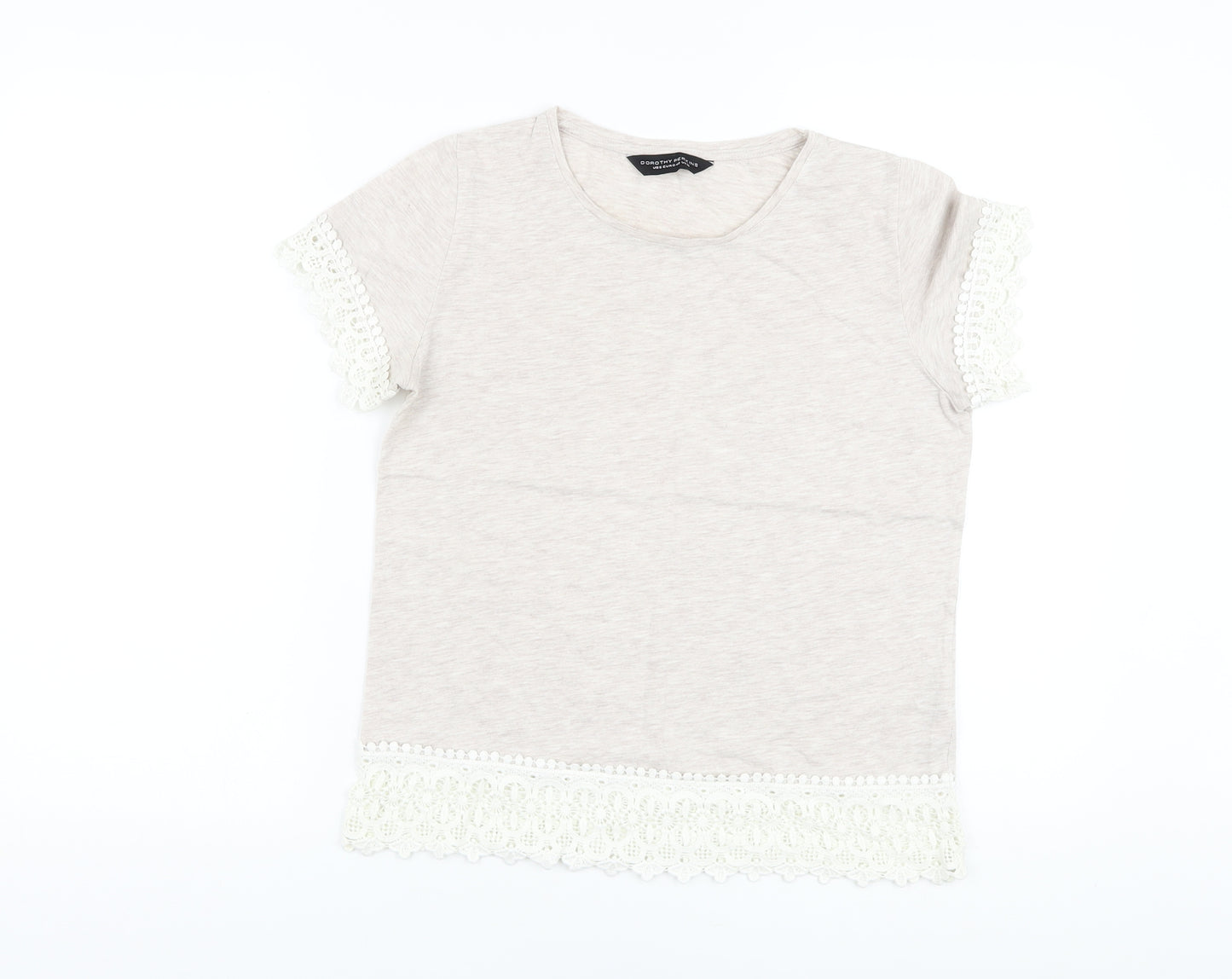Dorothy Perkins Womens Beige Polyester Basic T-Shirt Size 12 Crew Neck