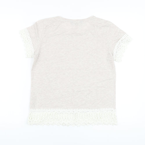 Dorothy Perkins Womens Beige Polyester Basic T-Shirt Size 12 Crew Neck