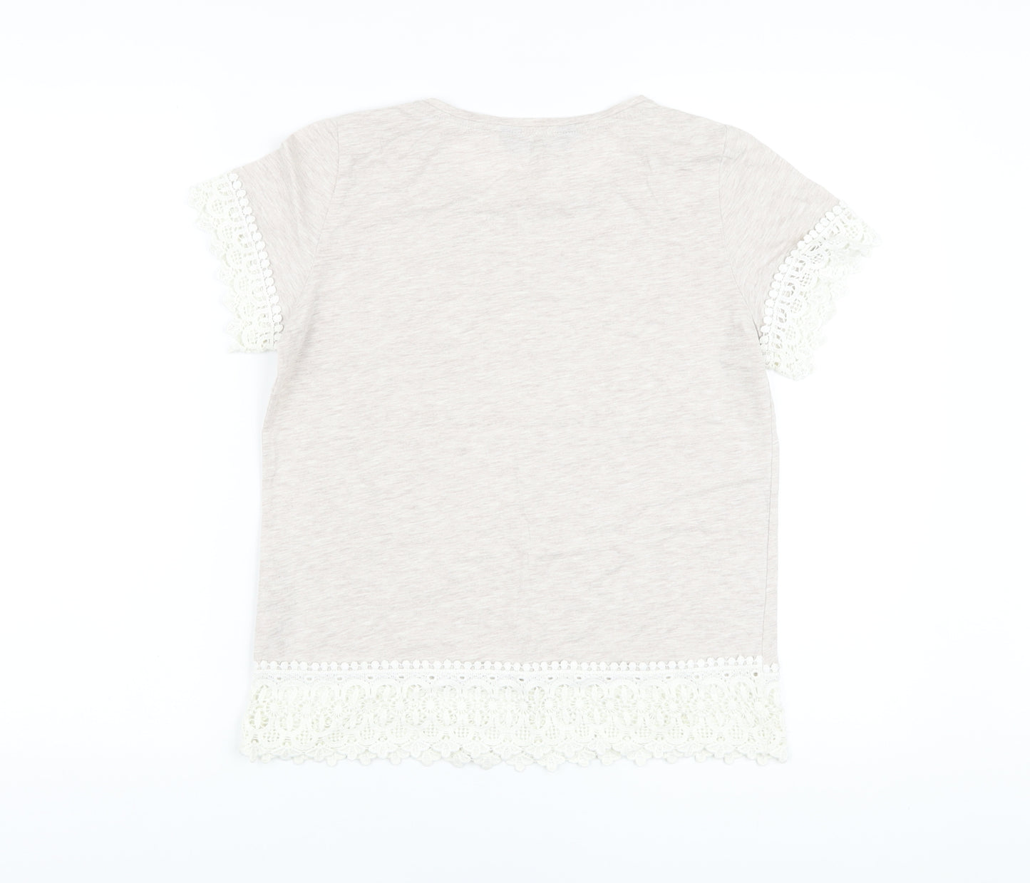 Dorothy Perkins Womens Beige Polyester Basic T-Shirt Size 12 Crew Neck