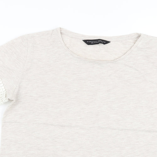 Dorothy Perkins Womens Beige Polyester Basic T-Shirt Size 12 Crew Neck