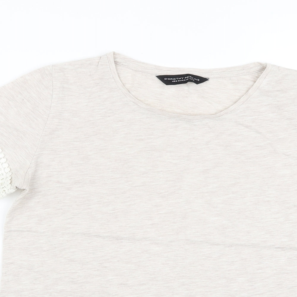 Dorothy Perkins Womens Beige Polyester Basic T-Shirt Size 12 Crew Neck