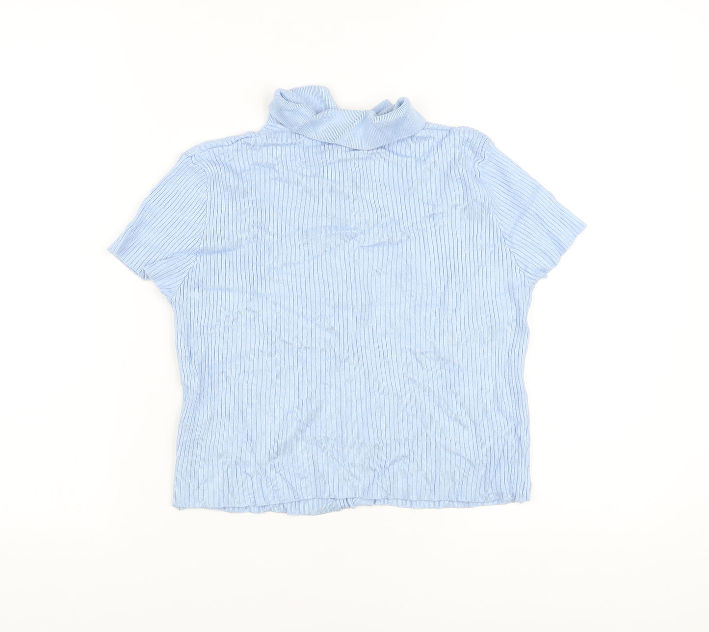 Boohoo Womens Blue Viscose Basic Polo Size 12 Collared